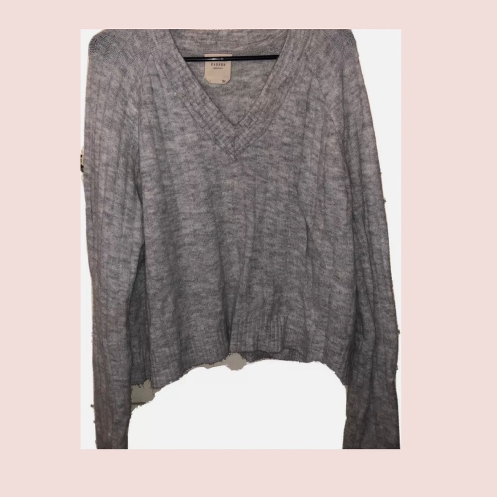 Womens Sweater | Multi-wear | Off-shoulder | Size L | Heather Grey